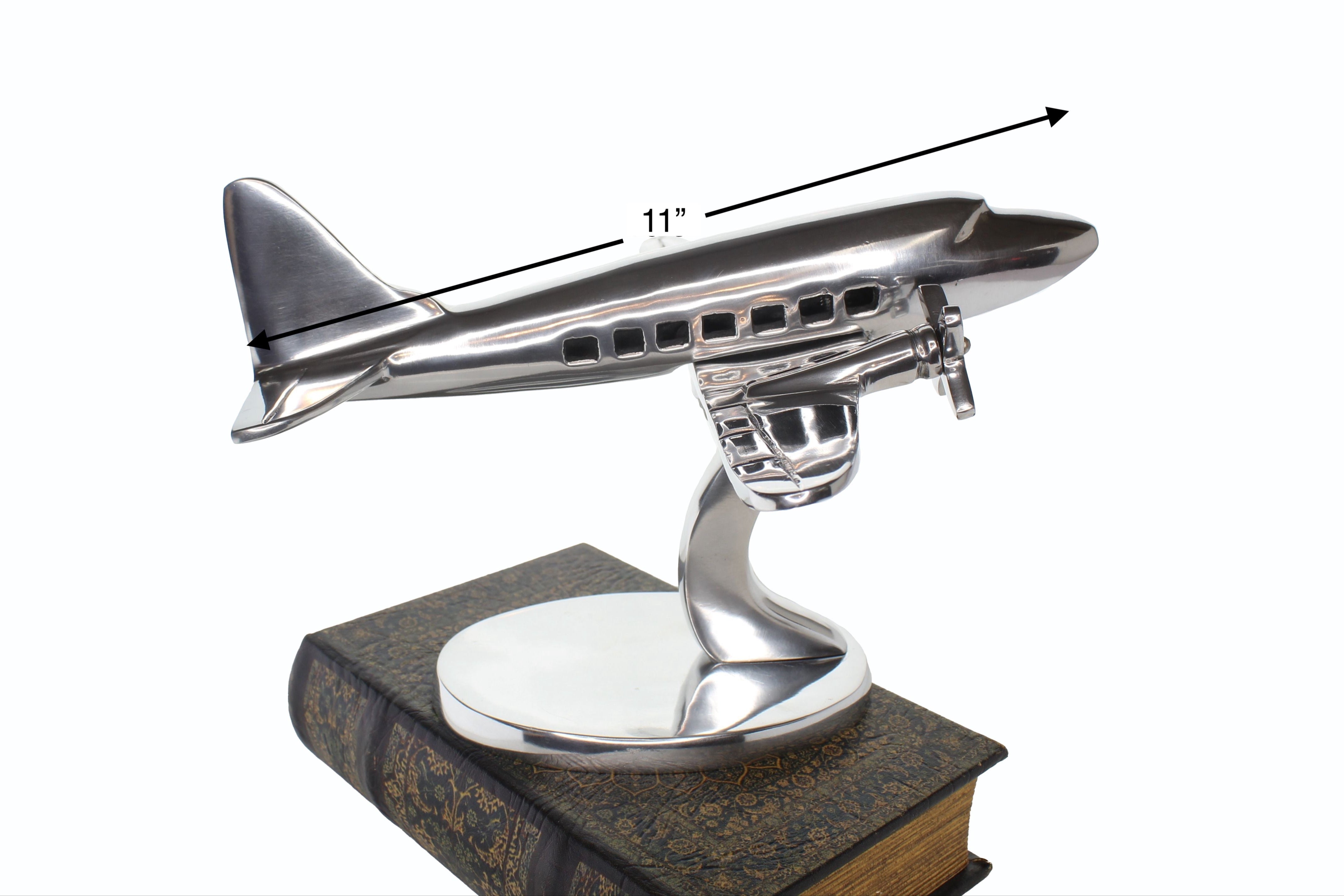 Vintage-Style Airplane Desk Decor – Polished Metal Finish, each