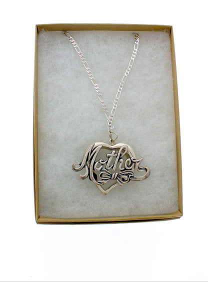 37mm x 52mm Heartfelt Mother Pendant Necklace w/ Gift Box, made in USA, each