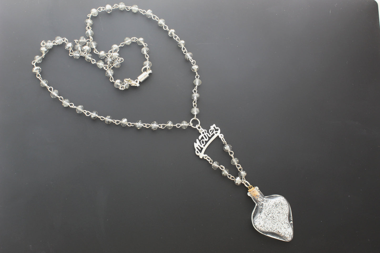 46mm x 31mm Heart of Grace Necklace with faceted beads, made in USA, each