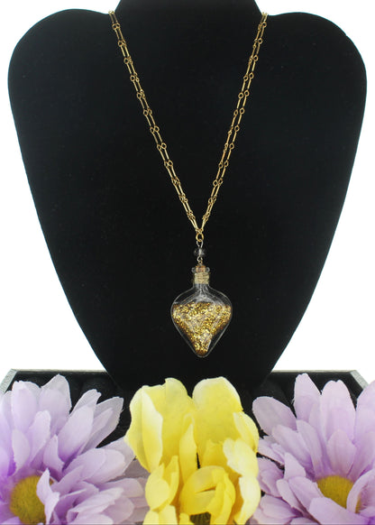 46mm x 31mm Golden Heart Glow Necklace, made in USA, each