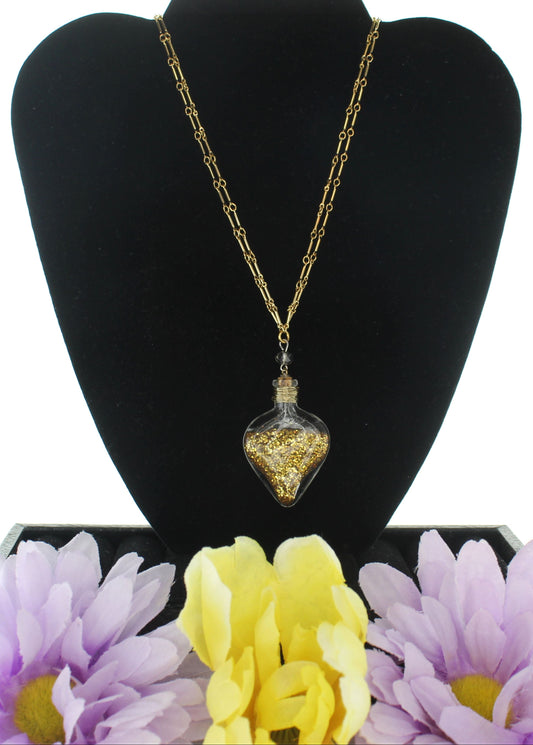 46mm x 31mm Golden Heart Glow Necklace, made in USA, each