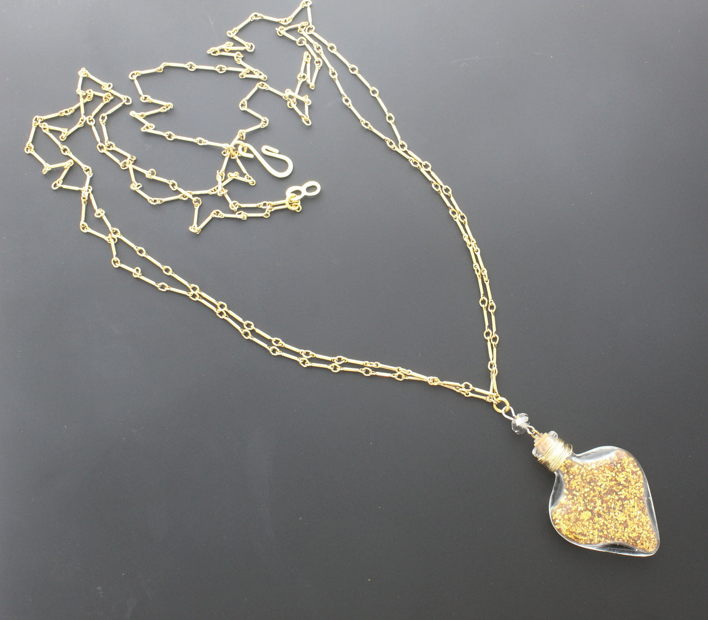 46mm x 31mm Golden Heart Glow Necklace, made in USA, each