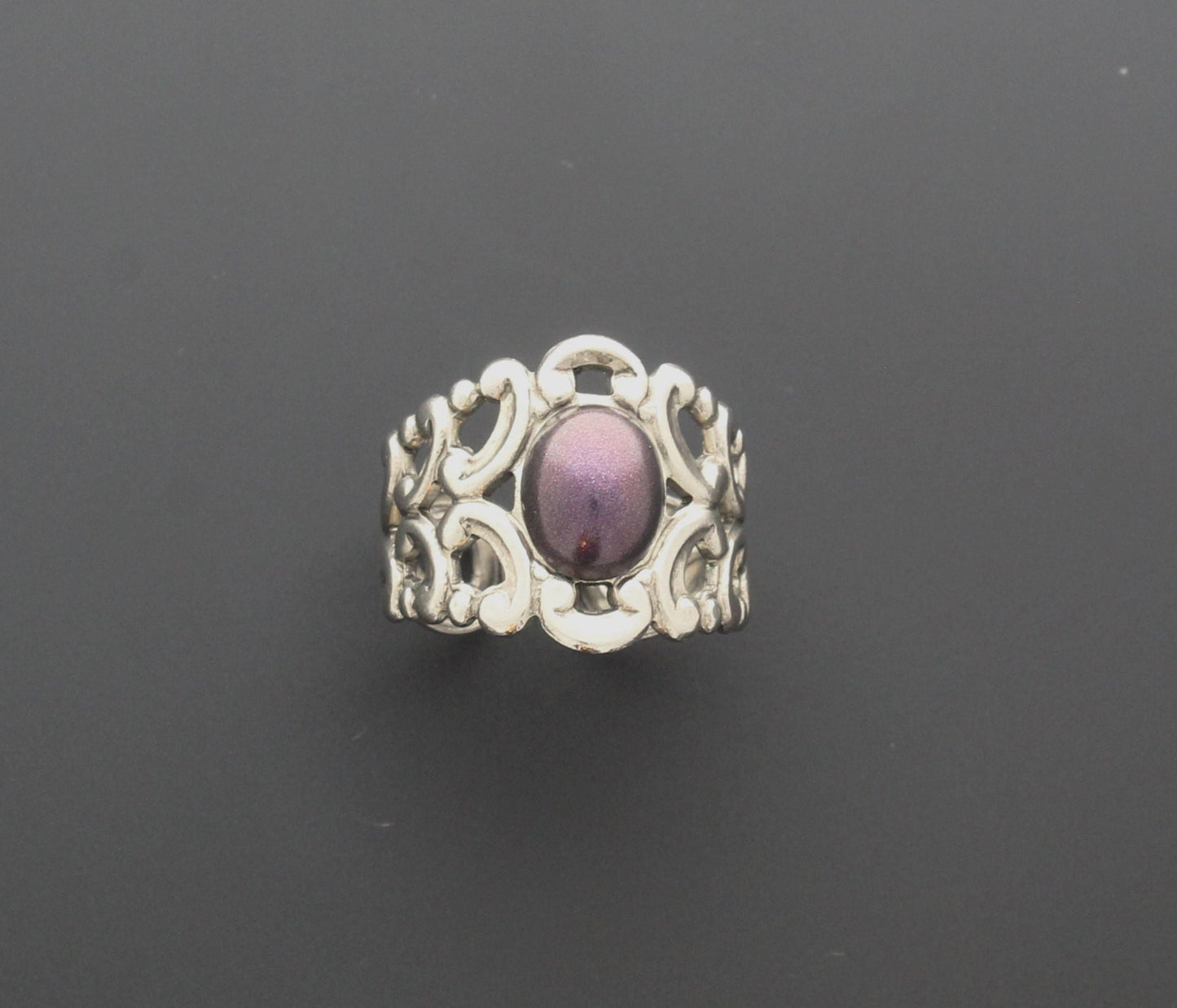 Royal Amethyst Scroll Ring, made in USA, each