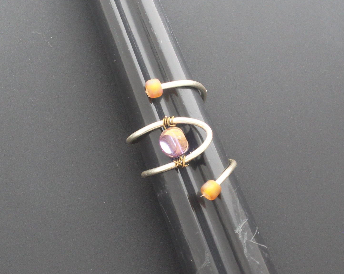 Orbit Trio Ring – Orange & Amethyst Wire-Wrapped Design, made in USA, each