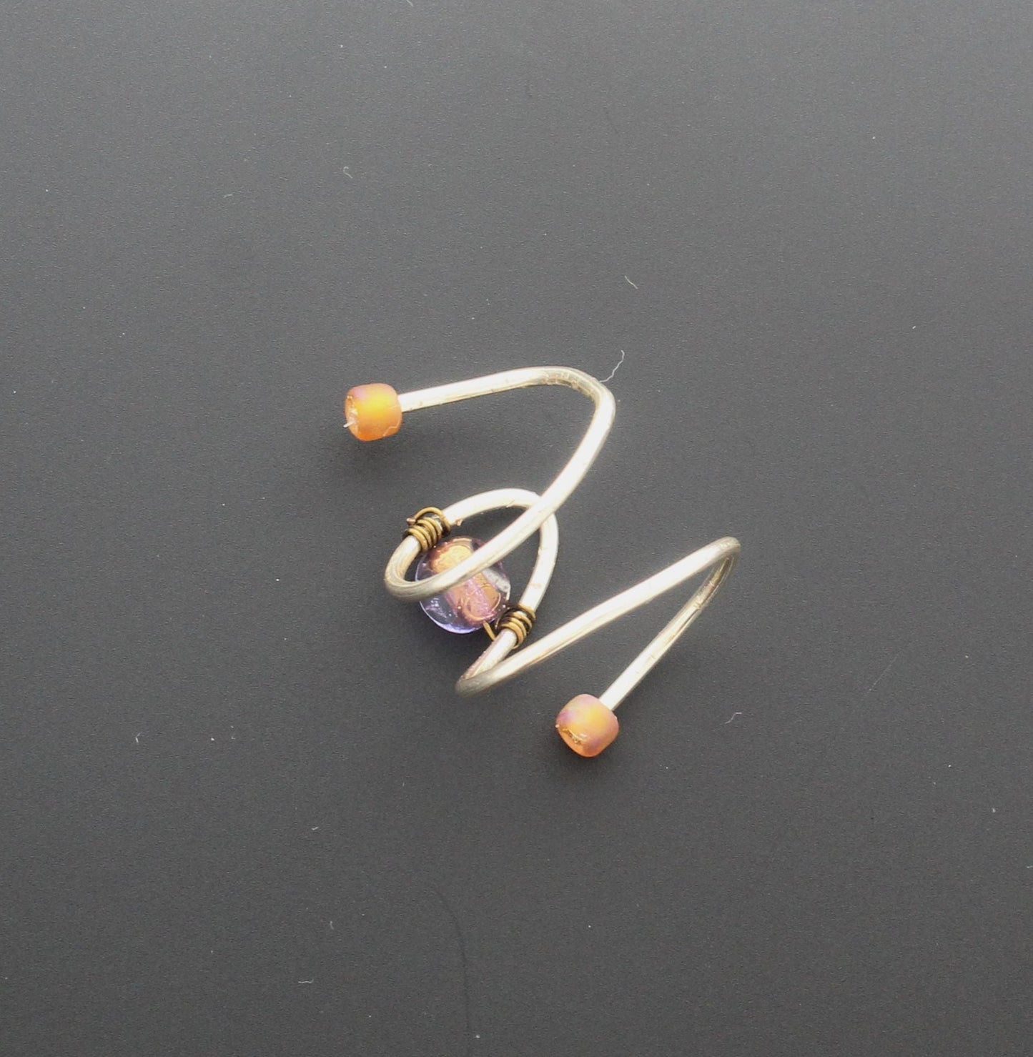 Orbit Trio Ring – Orange & Amethyst Wire-Wrapped Design, made in USA, each