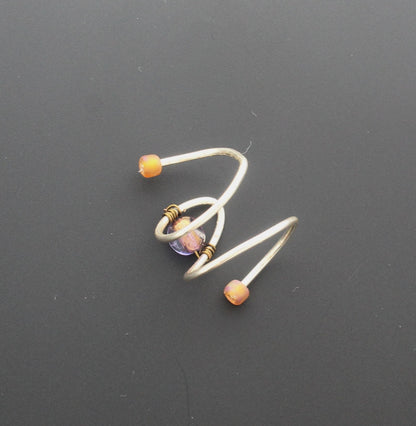 Orbit Trio Ring – Orange & Amethyst Wire-Wrapped Design, made in USA, each