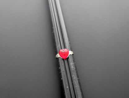 Crimson Heart Ring with adjustable base, made in USA, each
