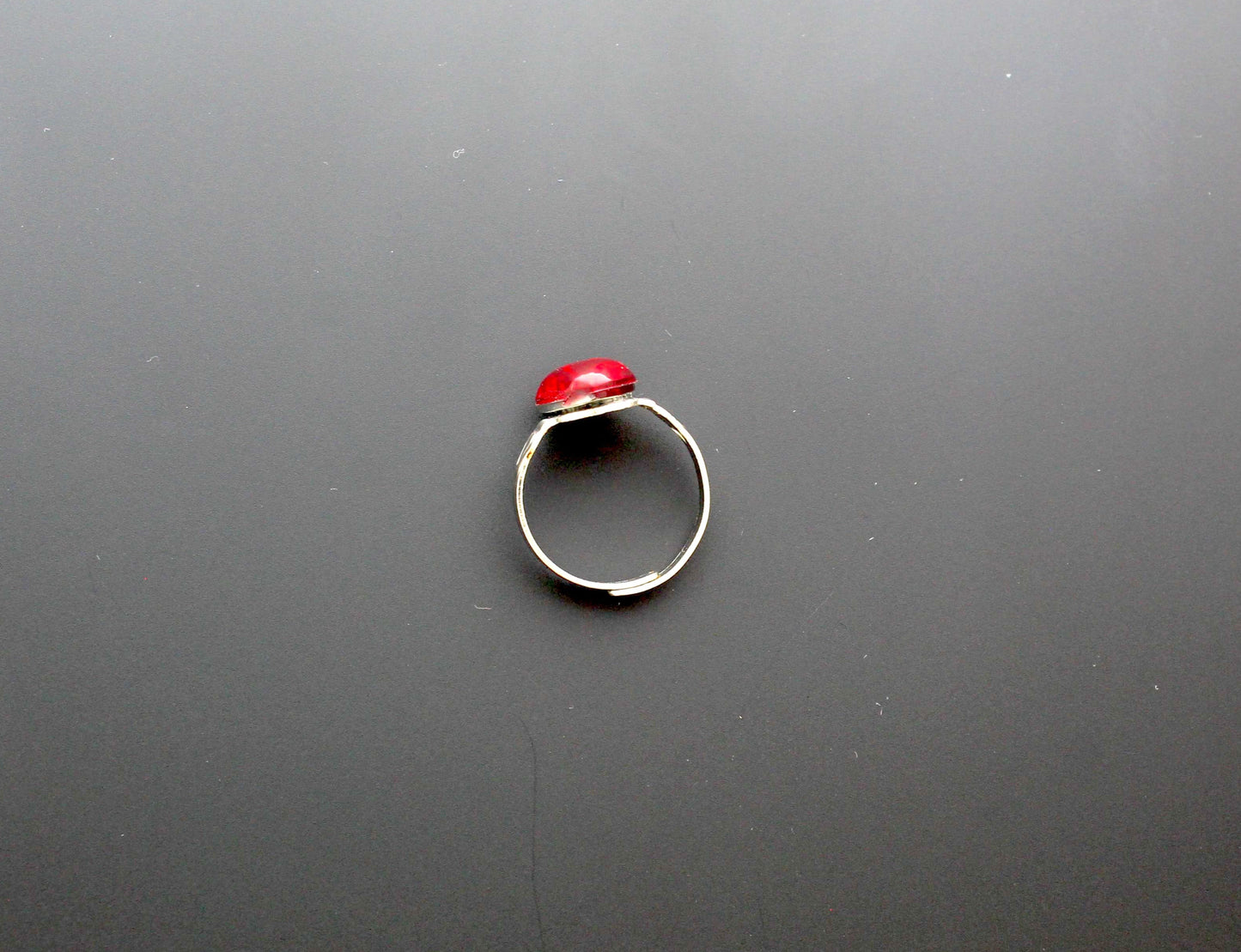 Crimson Heart Ring with adjustable base, made in USA, each