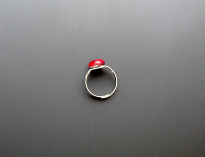 Crimson Heart Ring with adjustable base, made in USA, each