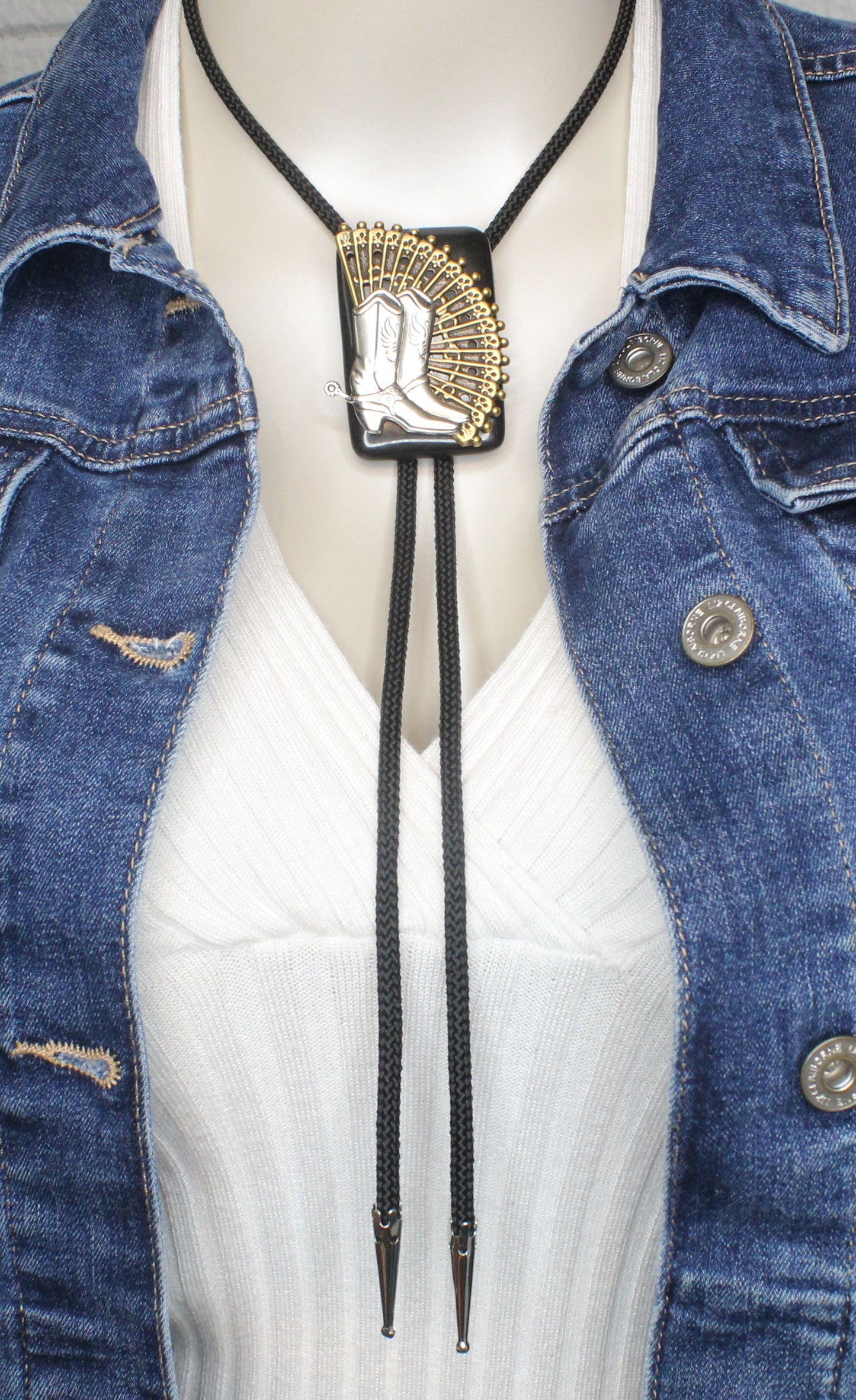 59mm x 39mm Golden Spurs Bolo Tie, made in USA, each