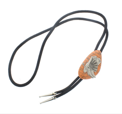 62mm Cowboy Boots & Fan Bolo Tie – Orange Marble Stone, made in USA, each
