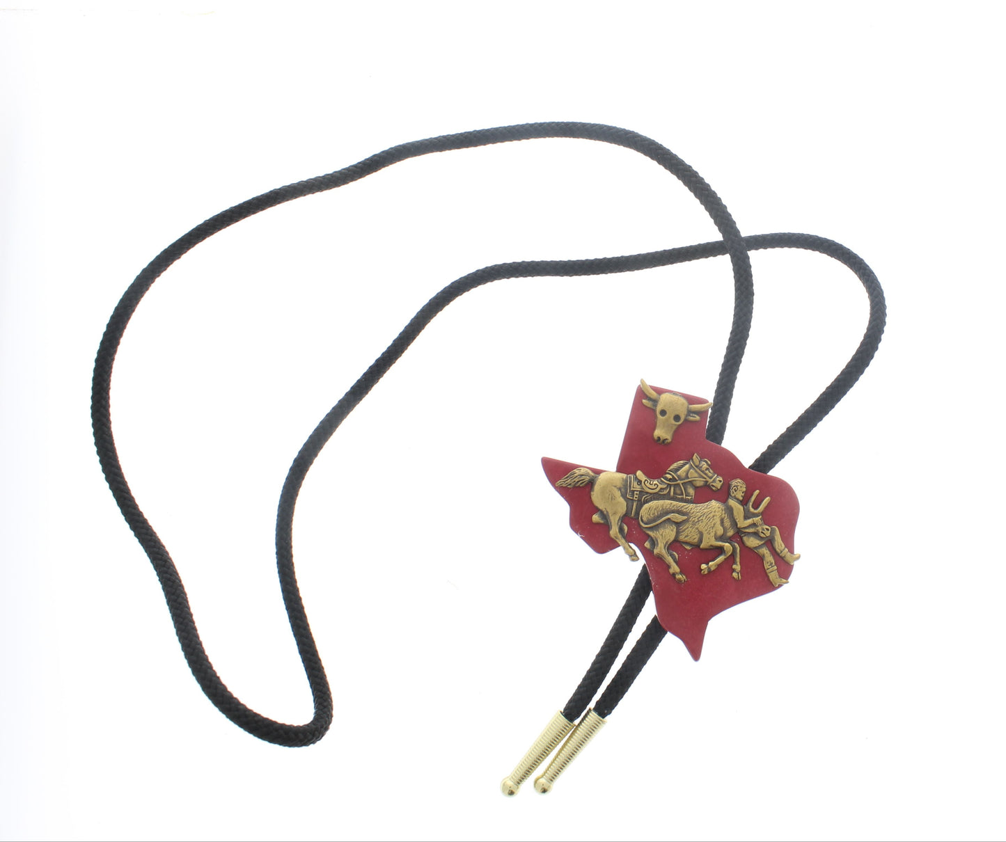 65mm x 71mm Red Texas Rodeo Bolo Tie – Cowboy & Longhorn Design, made in USA, each