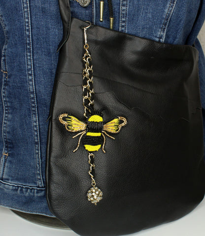 Beaded Bee Purse Pull Charm, made in USA, each