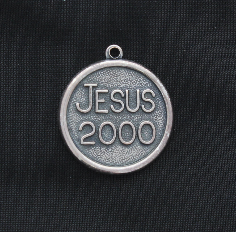 18mm Jesus-2000 Medallion, Antique Gold, Classic Silver, ring, pack of 6