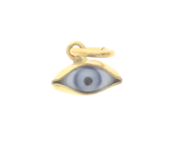 11mm Antique Gold Blue Eye Charm, with ring, Each