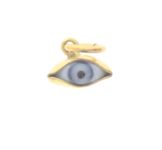 11mm Antique Gold Blue Eye Charm, with ring, Each