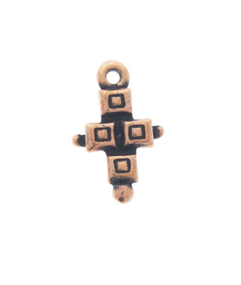 15mm x 11mm Block Cross, Classic Copper, Classic Silver with ring, pack of 6