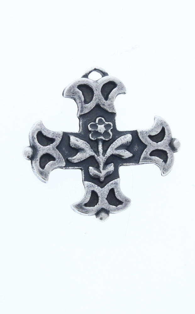 30mm Reborn Spring Cross Classic Silver Charm, Made in USA, pack of 6