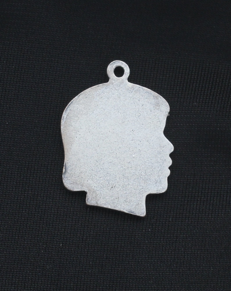 25mm Girl Silhouette Cameo Charm, Classic Silver, PKG/6