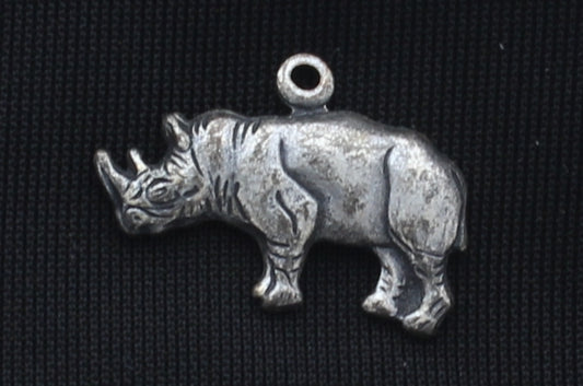 18x12mm Left Facing Rhino, Classic Silver, Antique Gold Charm, pk/6