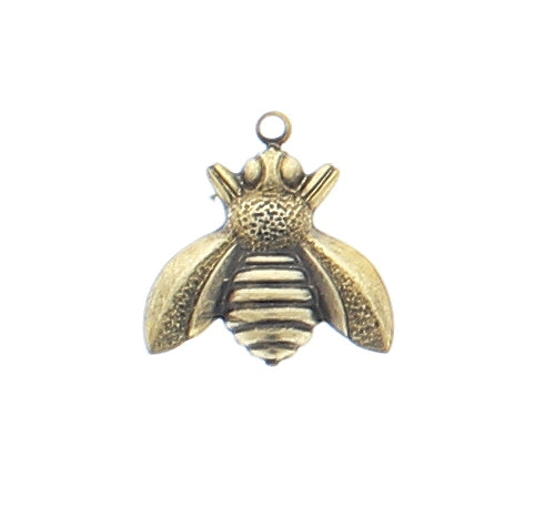 17mm Honey Bee Charms, Antique Gold, pack of 6