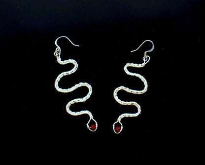 72mm Viper’s Kiss Silver Earrings, made in USA, each