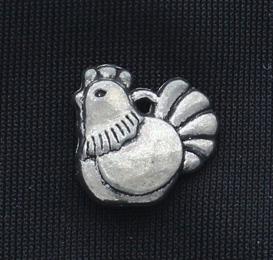 Laying Hen Chicken Charm, Antique Silver, pack of 6