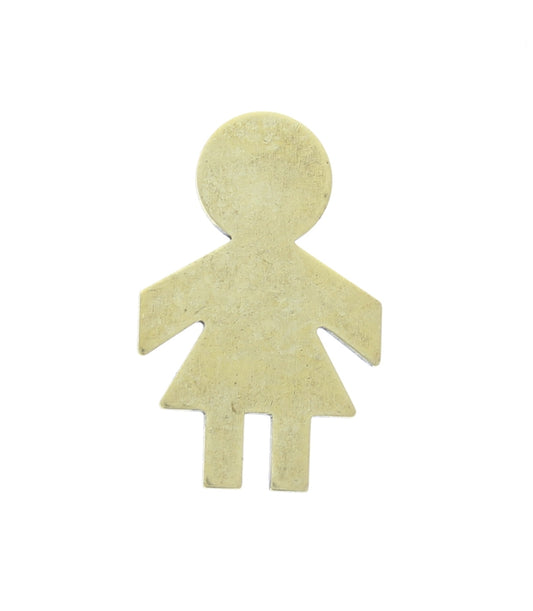 26x17mm Girl Figure Charm Stamping, no hole, Gold, pack of 6