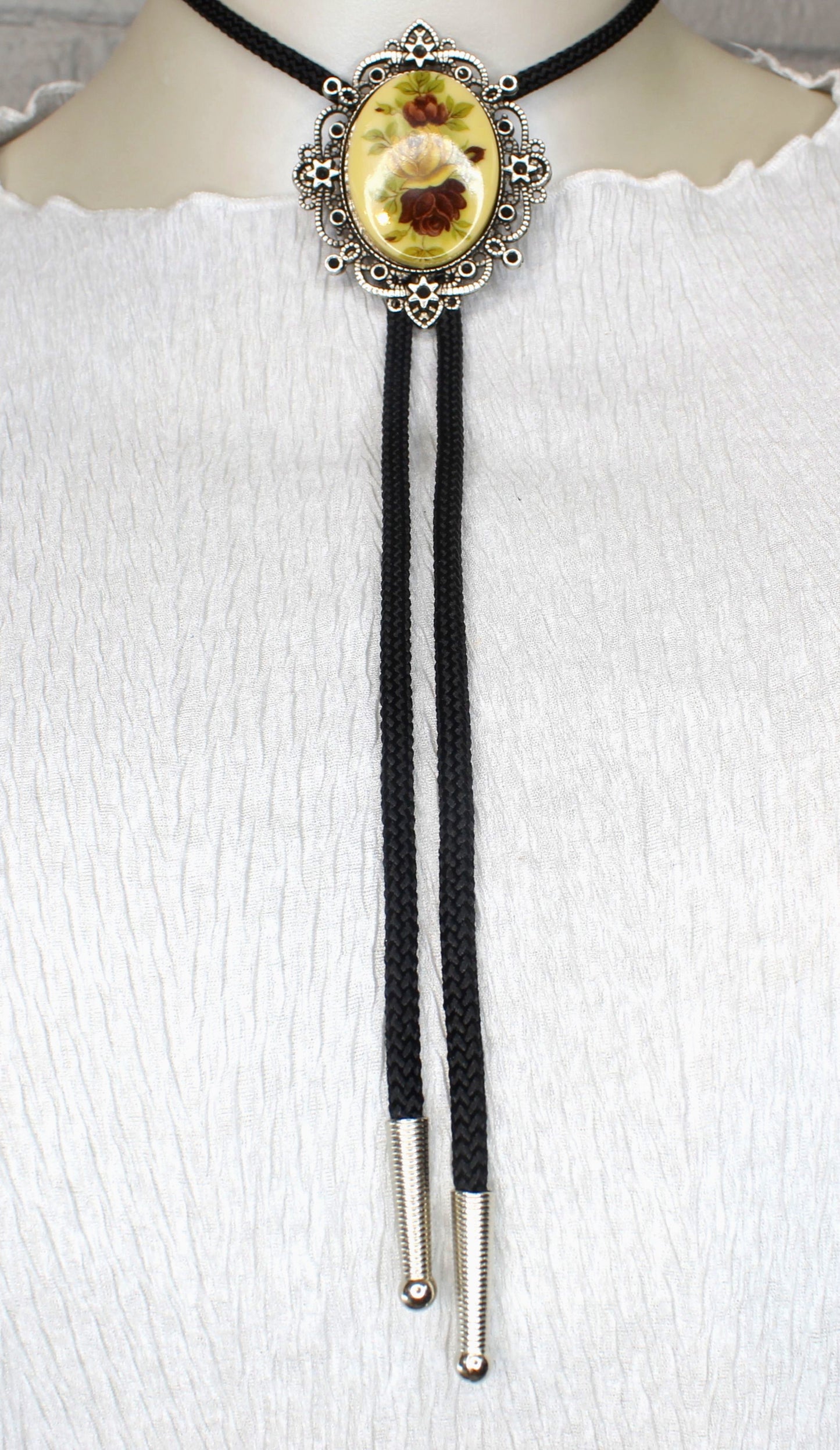 65mm x 51mm Antique Bloom Bolo Tie, made in USA, each