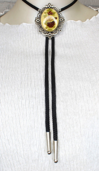 65mm x 51mm Antique Bloom Bolo Tie, made in USA, each