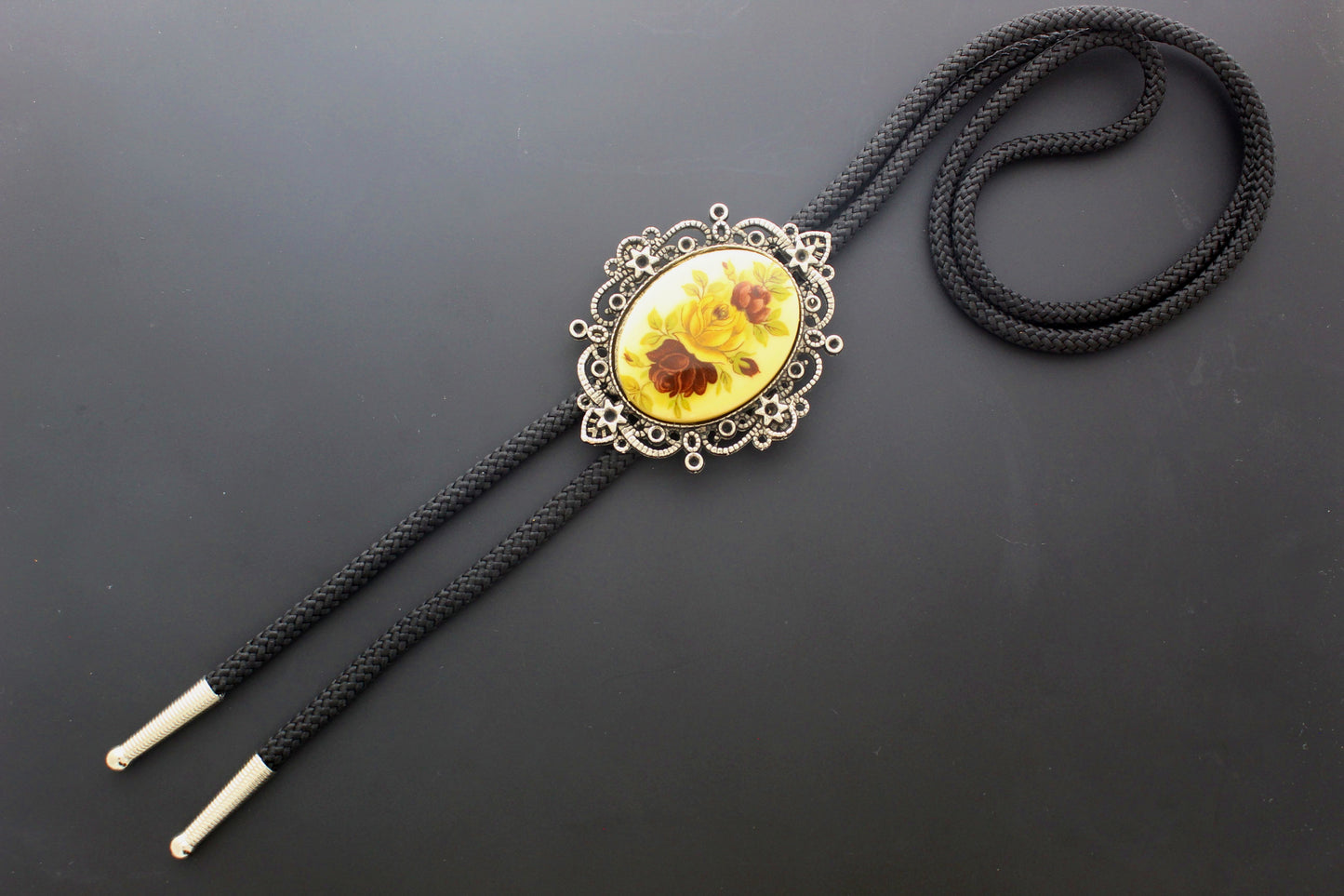 65mm x 51mm Antique Bloom Bolo Tie, made in USA, each