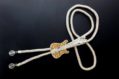 85mm x 34mm Rhinestone Rebel Bolo Tie, Amber, Blue or Classic, made in USA, each