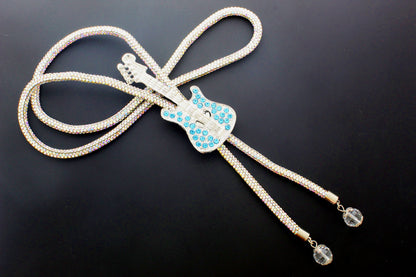 85mm x 34mm Rhinestone Rebel Bolo Tie, Amber, Blue or Classic, made in USA, each