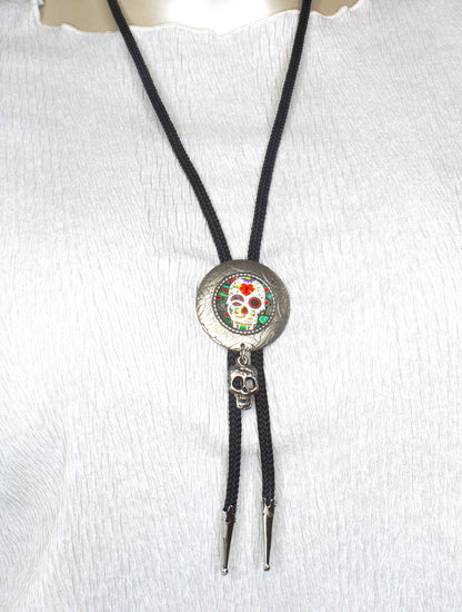 42mm Sugar Skull Rodeo Bolo Tie, made in USA, each