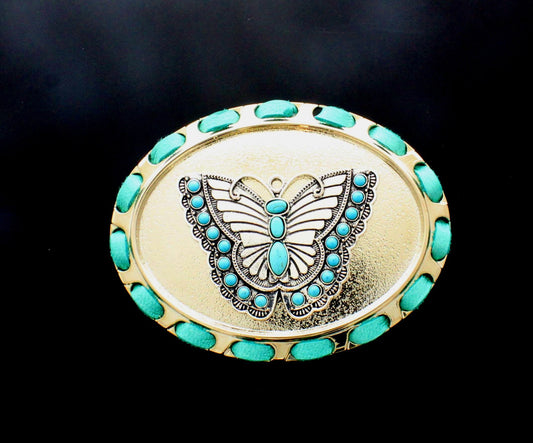 76mm x 100mm Turquoise Wings Belt Buckle, made in USA, each