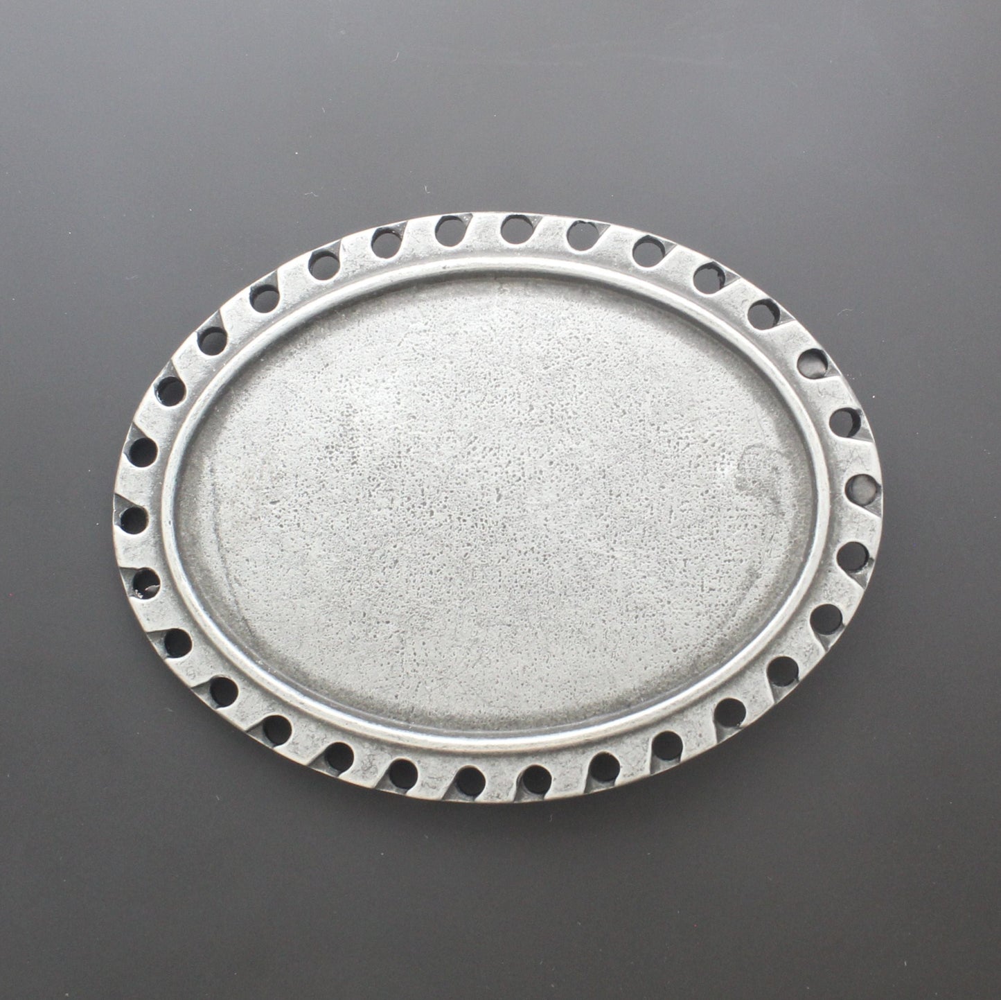 Oval Belt Buckle Base w/Hole-Puncture Border, each