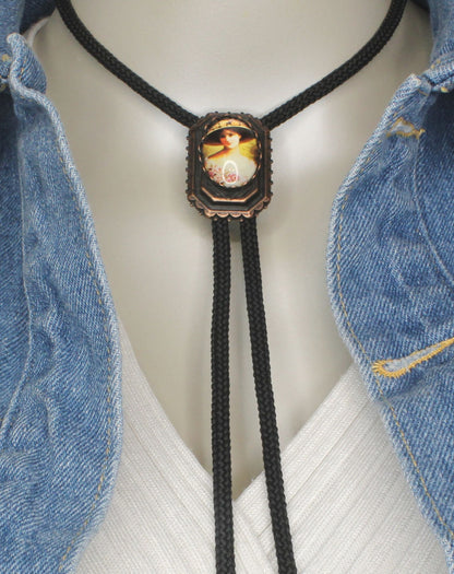 40mm x 27mm Portrait in Bronze Bolo Tie, made in USA, each