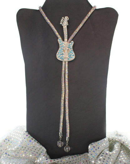 85mm x 34mm Rhinestone Rebel Bolo Tie, Amber, Blue or Classic, made in USA, each