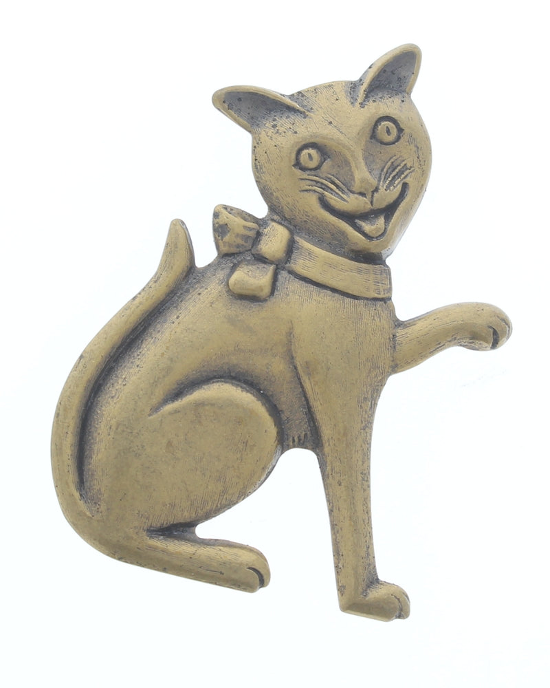 55 mm Playful Cat Vintage Stamping, Antique Gold Metal Stamping, pack of 6