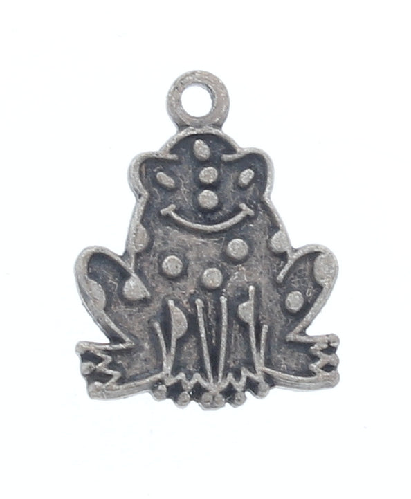 12x15mm Antique Silver, Classic Silver Finish Frog Charm, PKG/6