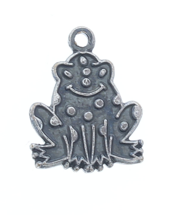 12x15mm Antique Silver, Classic Silver Finish Frog Charm, PKG/6