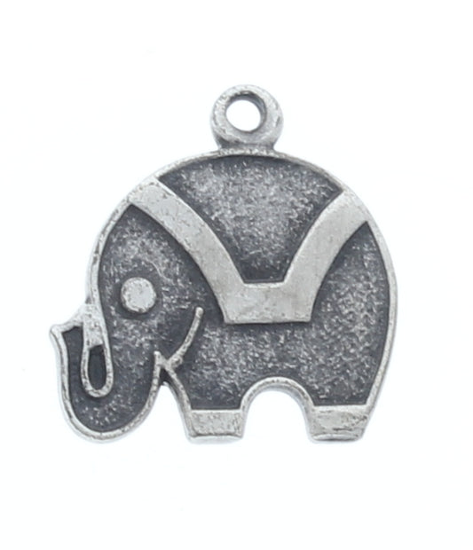 14mm Elephant Metal Charms, Antique Silver, Classic Silver, pack of 6