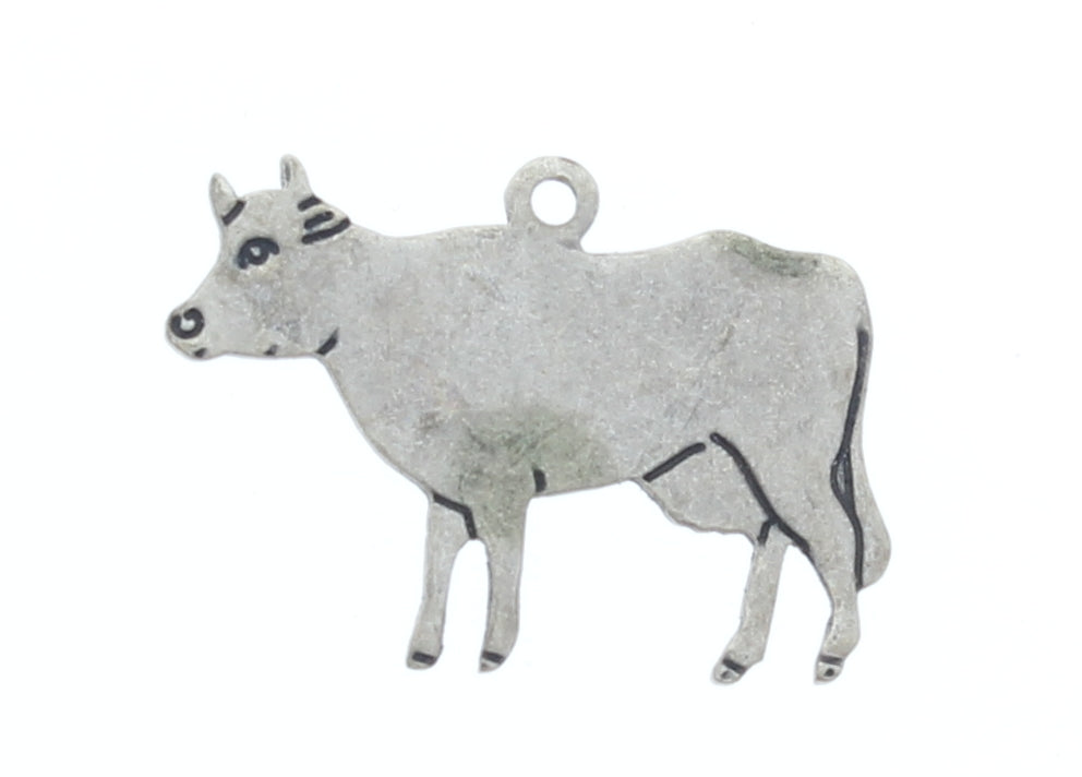 20x16mm Cow Charm, Classic Silver pk/6