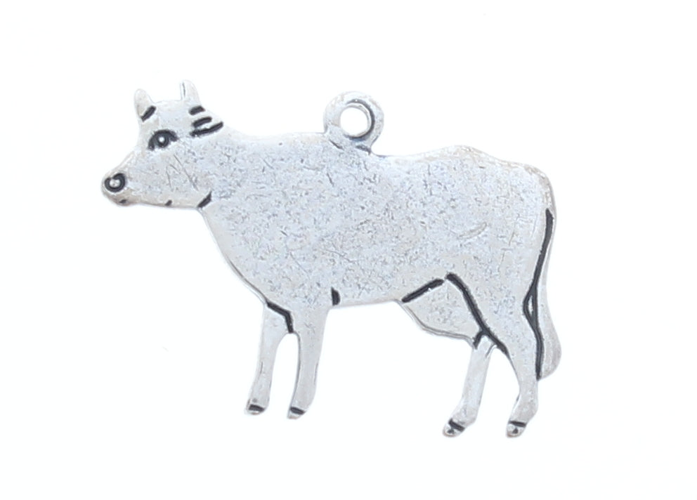 20x16mm Cow Charm, Classic Silver pk/6