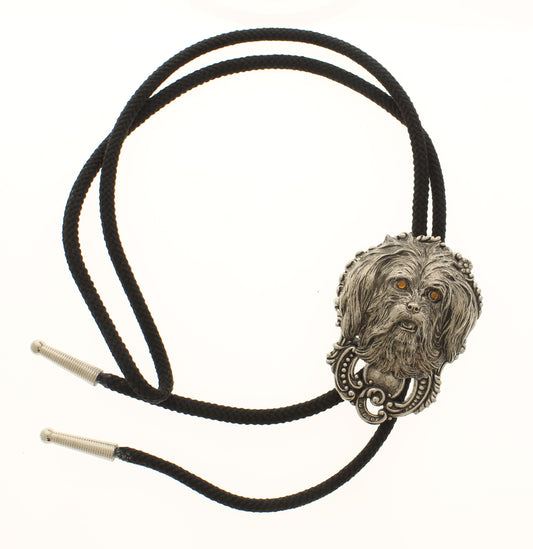 Amber Gaze Bolo Tie – Sculpted Dog Head with Ornate Detail, Made in USA, 50.9mm x 69.4mm