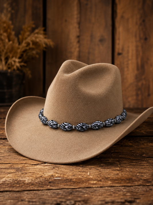 Zebra Stripe Beaded Hat Band, made in USA, each