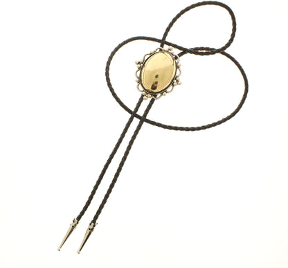 56mm x 47mm Vintage Gold Oval Bolo Tie, made in USA, each