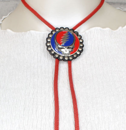 Grateful Dead Bolo Tie, with Red Cord, made in USA, each