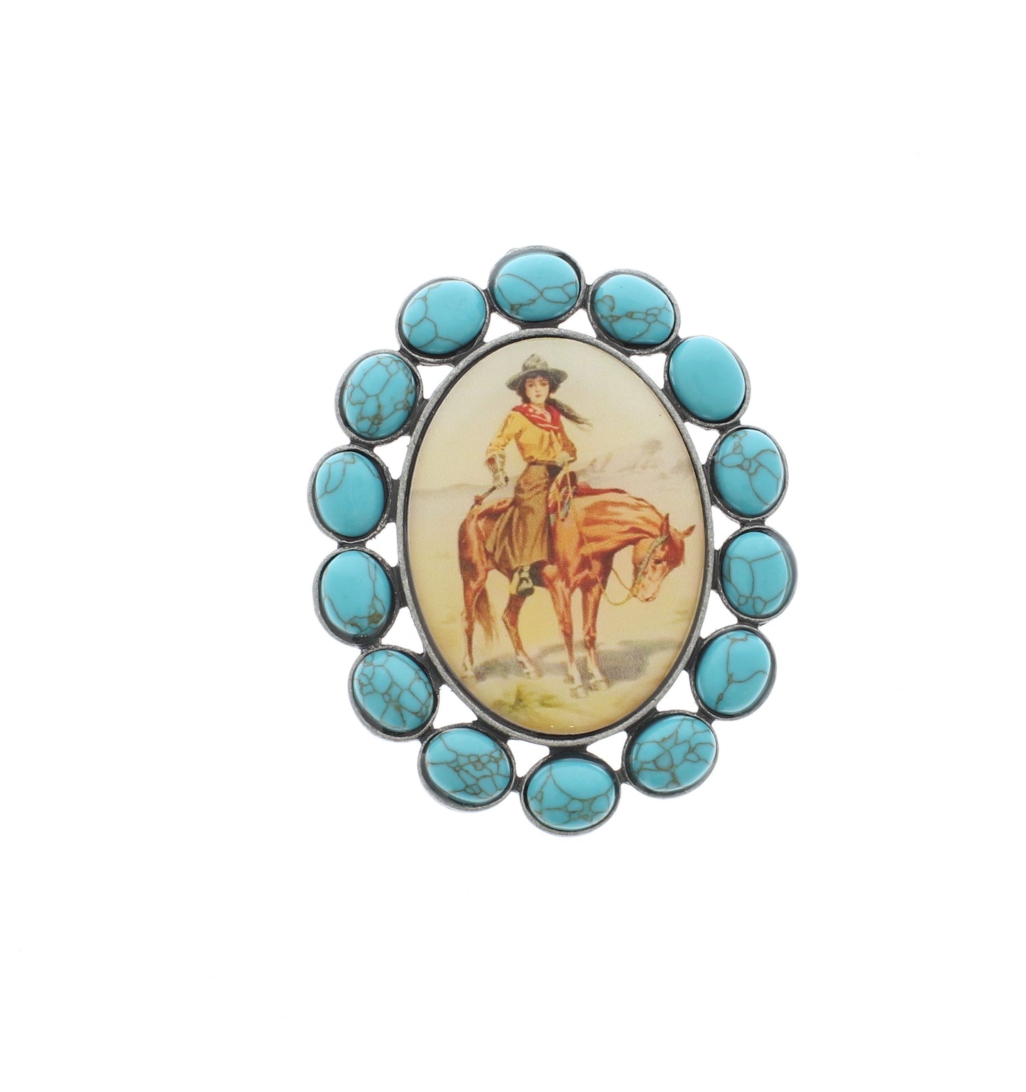 70mm x 57mm Turquoise Western Scarf Ring, made in USA, each