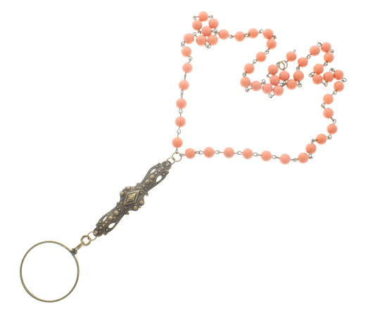 Coral Curio Magnifying Pendant Necklace, Made in USA, each